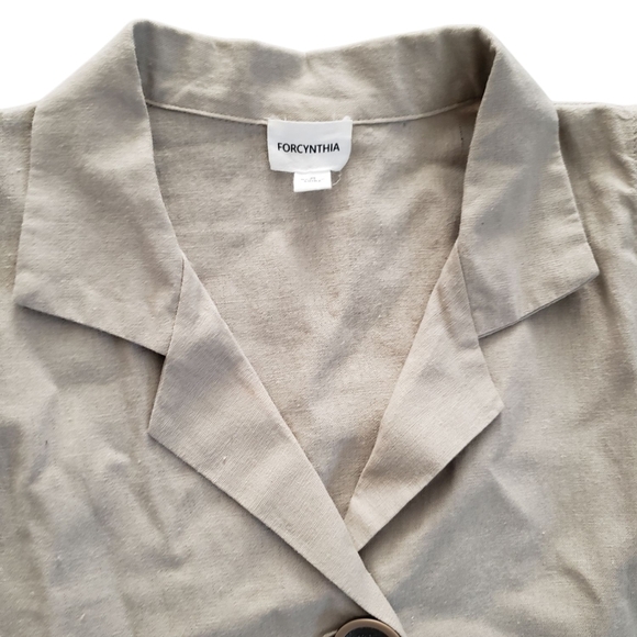 FOR CYNTHIA Tan Linen Dress Small - Picture 3 of 8